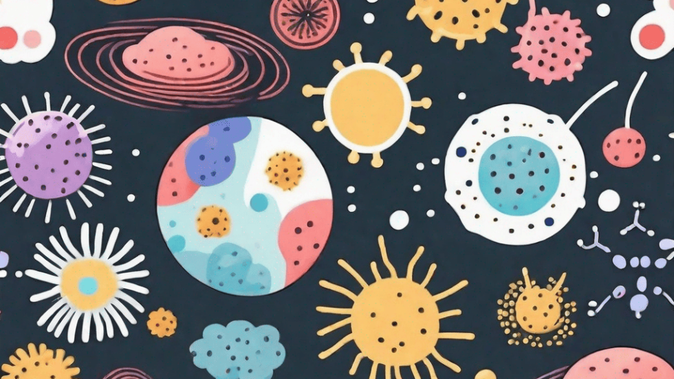A variety of colorful probiotics floating around