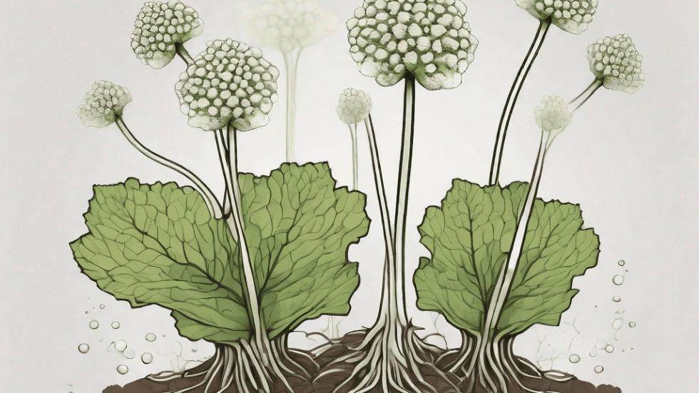 A butterbur plant with its roots in a sinus cavity